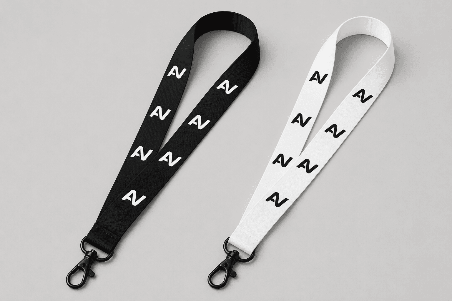 Ann-Connect branded black and white lanyards