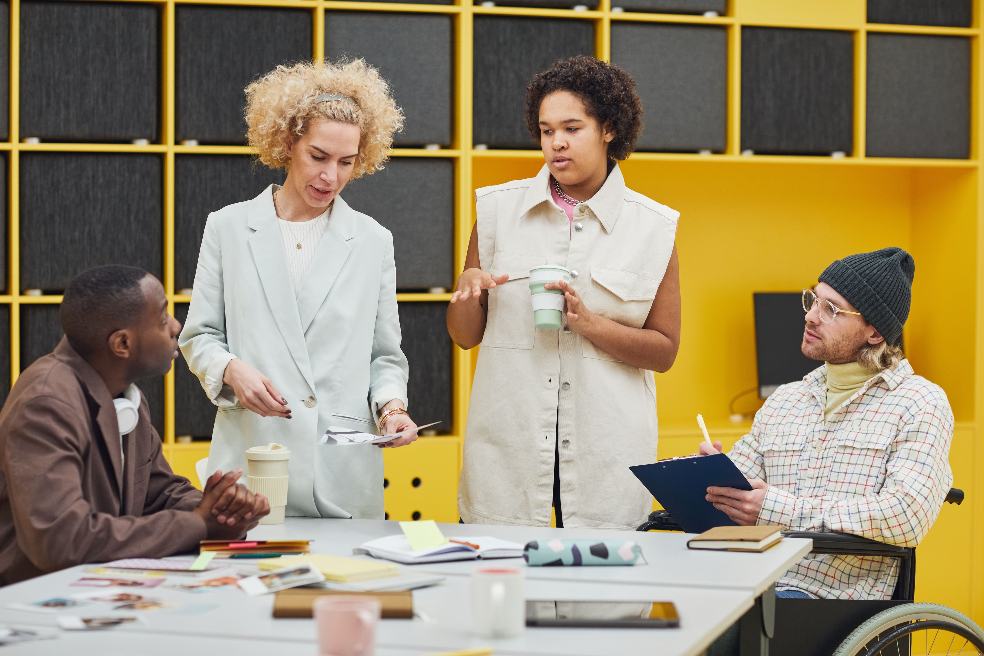 A team collaborating around a table during a planning session